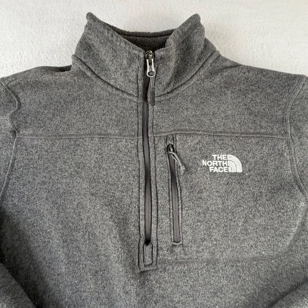 The North Face Gordon Lyons Quarter Zip Fleece Pullover Sweater Gray Mens Large